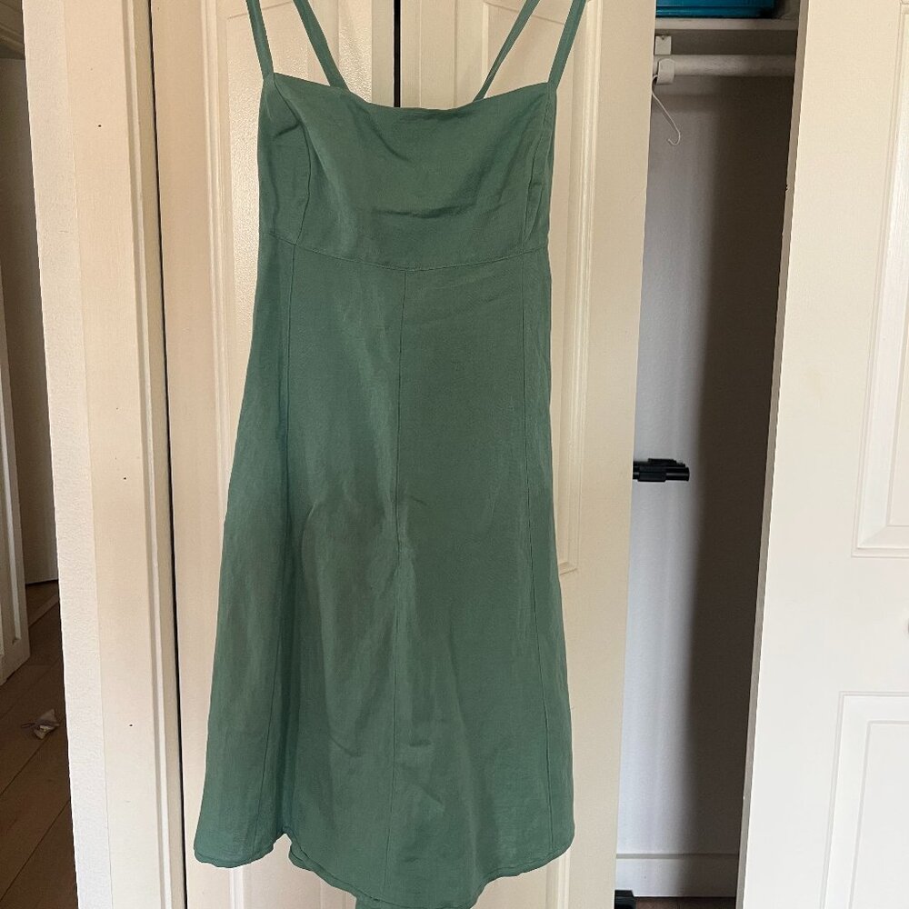 Madewell Green Tie-Back Mid-Length Dress